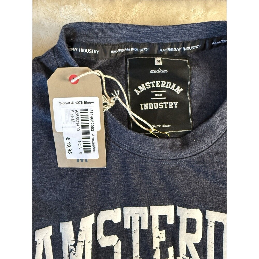 Amsterdam Industry Shirt Mens Medium Navy Amsterdam EST 1275 Graphic Tee T-Shirt - Picture 8 of 9